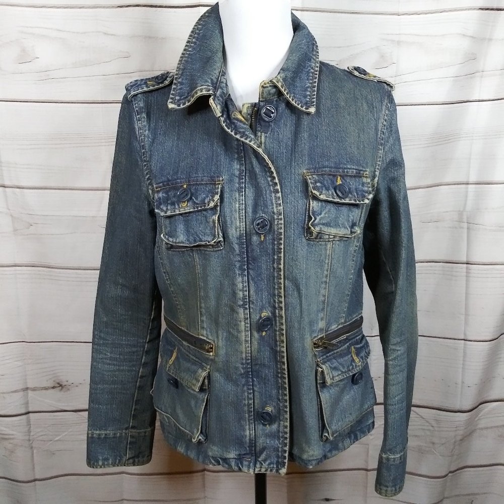 Vintage Old Navy Zipper Wash Denim Jacket L
